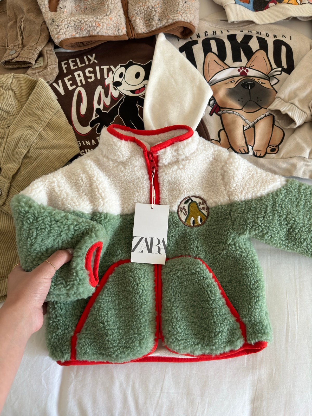 zara baby ‘pear lover’ fleece jacket 9-12