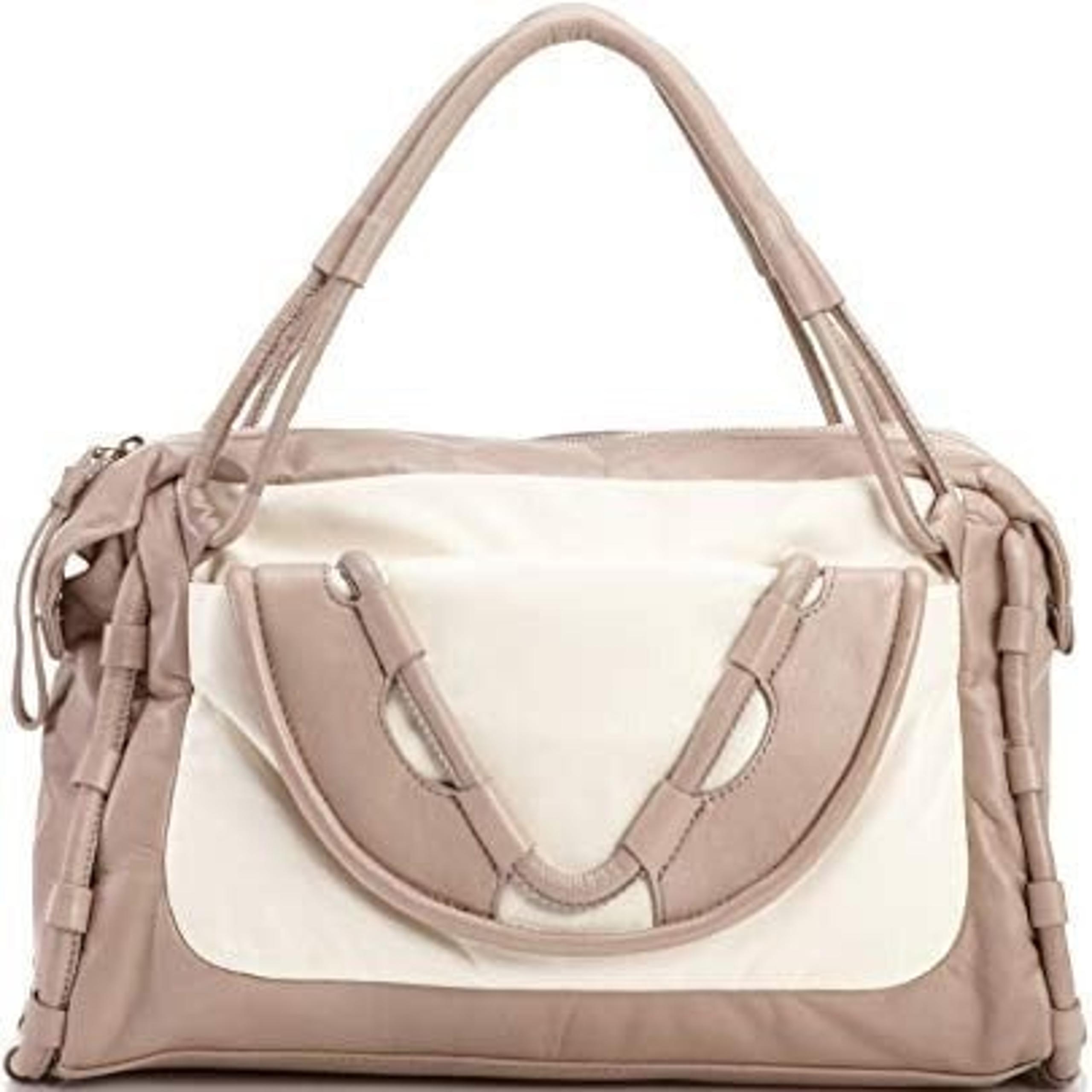 Cynthia Rowley Calloway Leather Satchel Bag Gray & Cream NWT