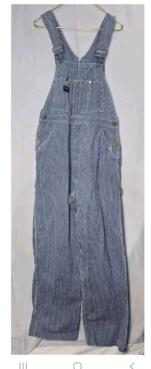 Vintage OshKosh B'Gosh Striped Engineer Overalls Men’s 40x32 Vestbak Sanforized