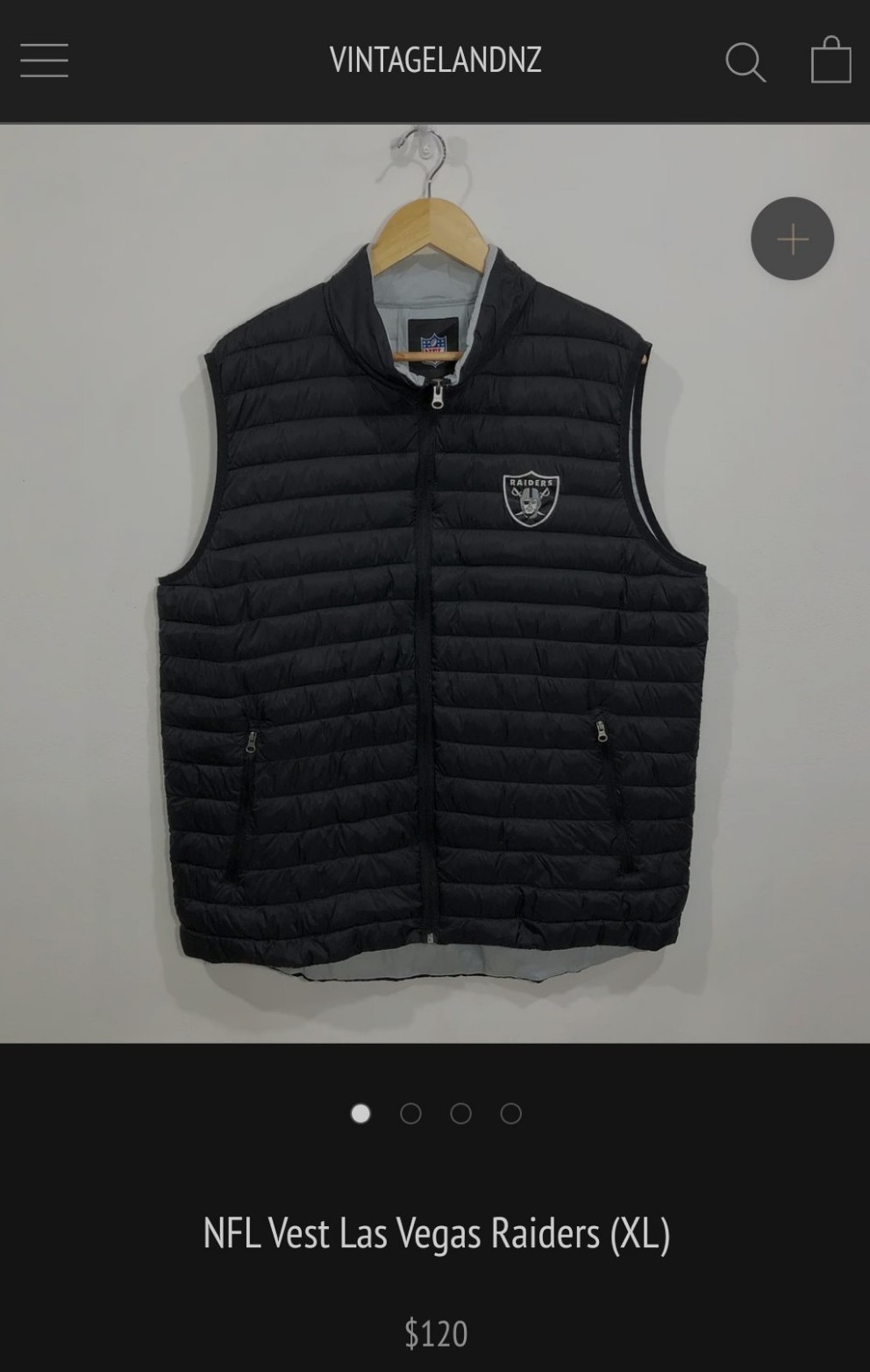 NFL Oakland / Las Vegas Raiders Mens Size XL Black Gray Thinsulate Puffy Vest