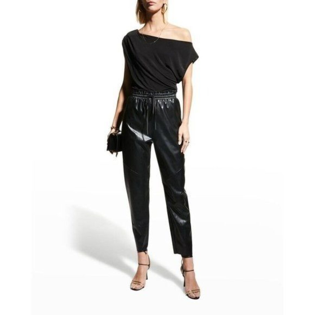 Ramy Brook Black Samson Faux Leather Straight Leg Pants S 325