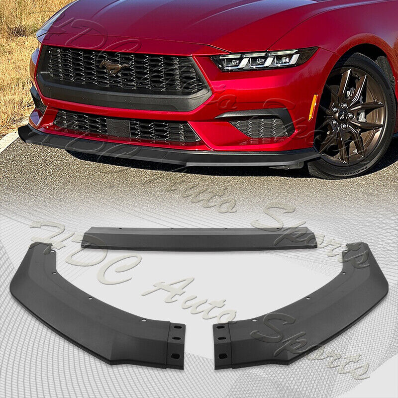 For 2024-2025 Ford Mustang ECO Matt Black Front Bumper Lip Spoiler Splitter 3pcs