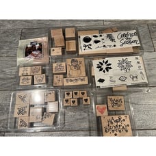 Stamps Stampin Up Rubber Wood Mounted Sets Mixed Huge Lot Christmas Hearts