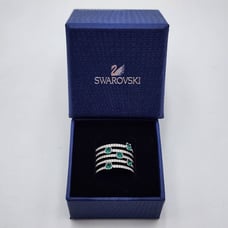 Swarovski Creativity Wide Green & Clear Crystals Womens Ring Size 8/58 - 5184556