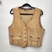 One Girl Who Tan Leather Sweater Knit Embroidered Western Country Vest Women XL