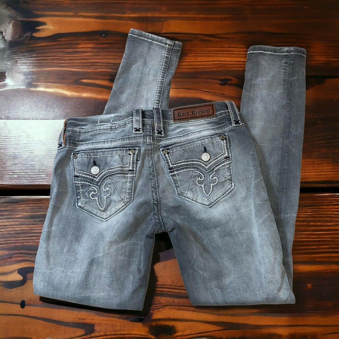 Rock Revival Women's 27 Gray Wash Alba Easy Skinny Jeans