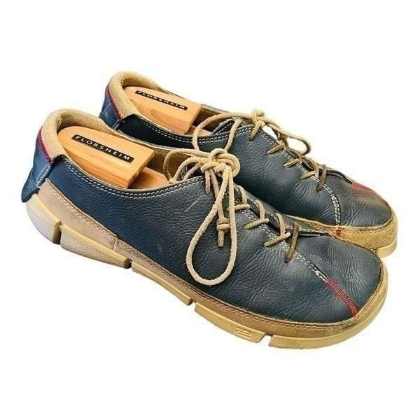 Ecco blue leather women’s walking shoes size 42 (11.5) rubber sole leather laces