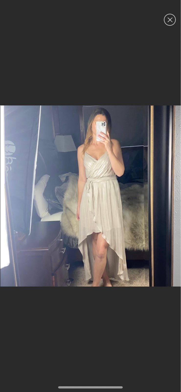 Express Metallic Asymmetrical Maxi Dress