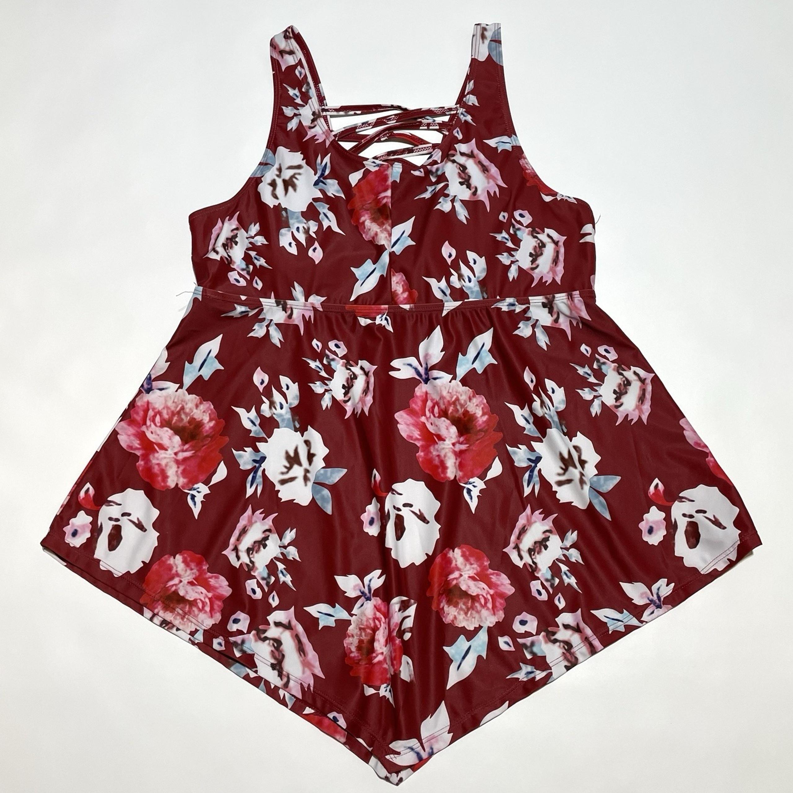 Rosegal Swimsuit Top Women's Size 1X Red Floral