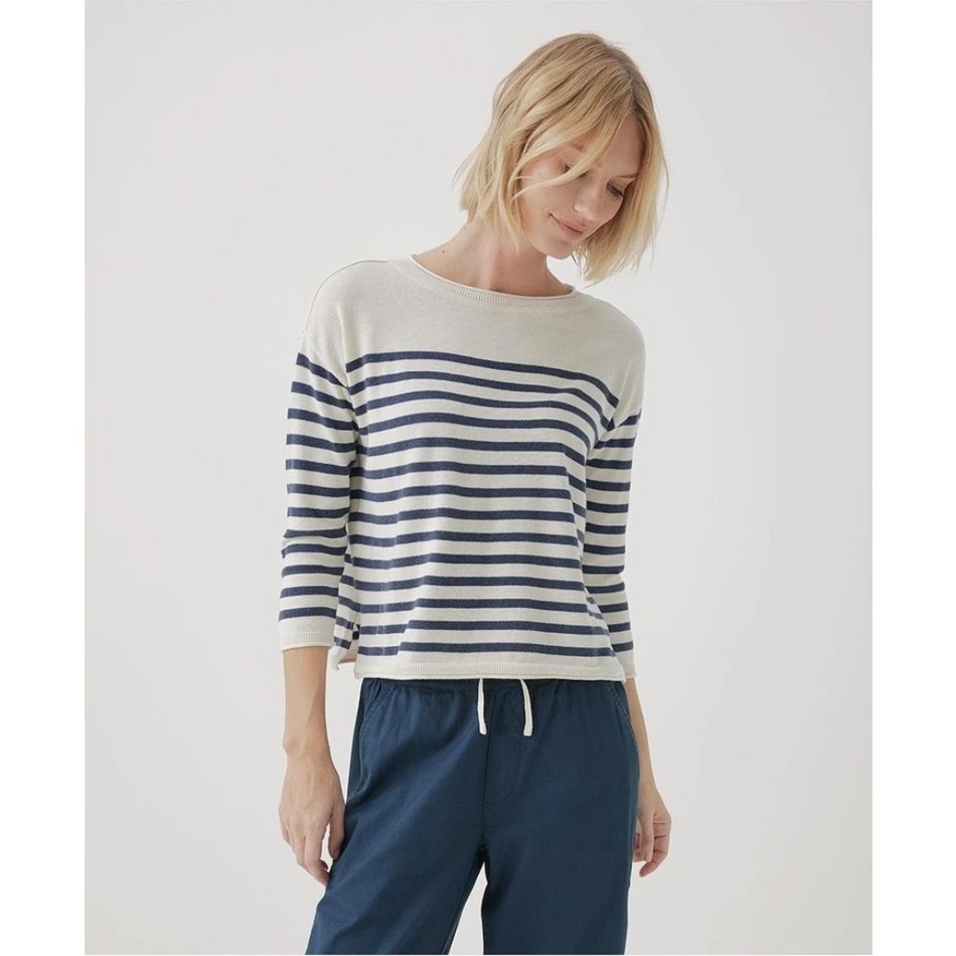 PACT Classic Fine Knit Wide Neck Sweater Organic Cotton Small