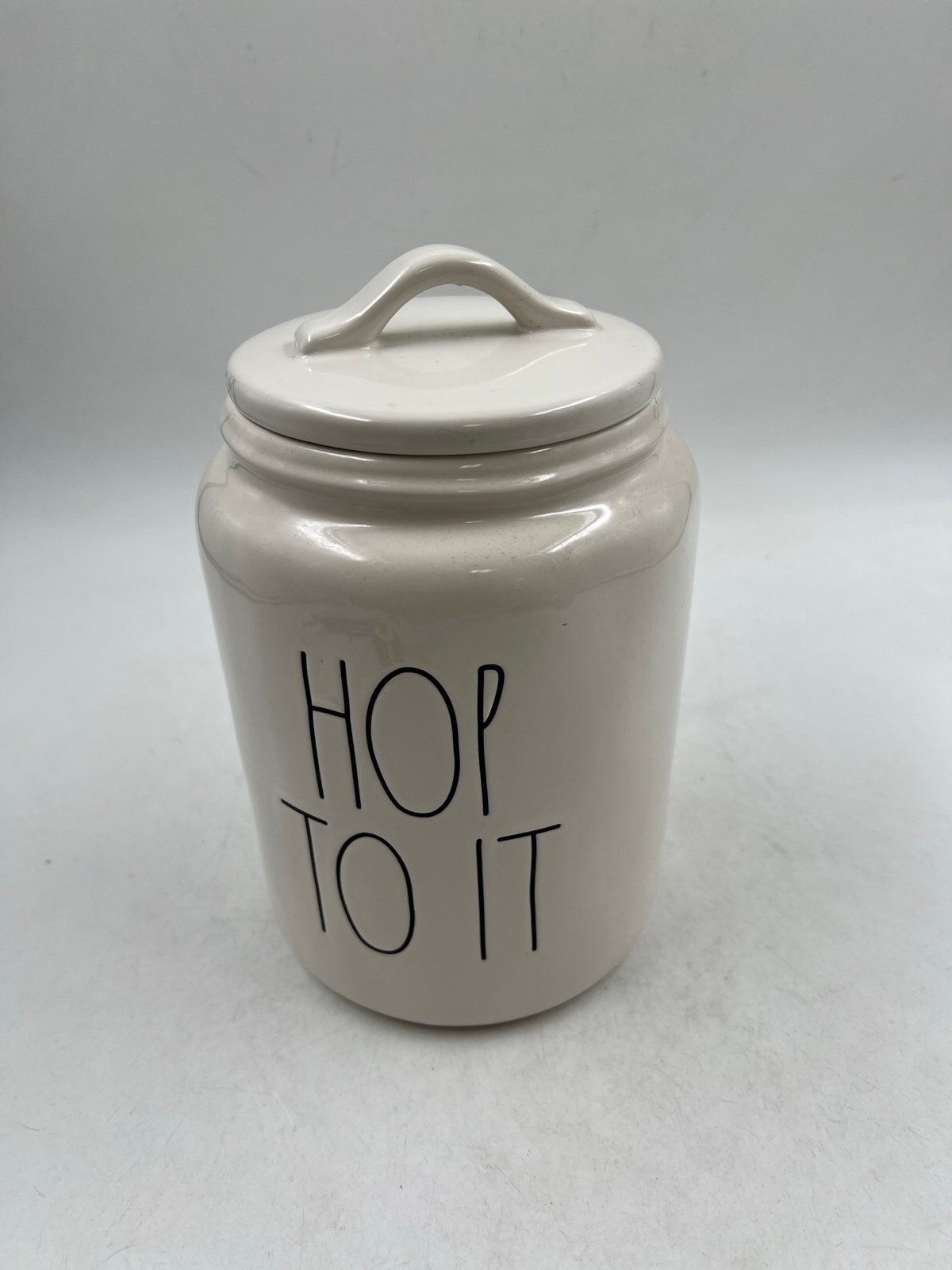 Rae Dunn Hop to it Ceramic 10x5in Canister CC02B42028
