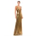 MAC DUGGAL Dress Size 12 Evening Gown Gold Metallic Faux Wrap Shimmer NEW