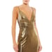 MAC DUGGAL Dress Size 12 Evening Gown Gold Metallic Faux Wrap Shimmer NEW
