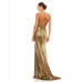 MAC DUGGAL Dress Size 12 Evening Gown Gold Metallic Faux Wrap Shimmer NEW