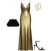 MAC DUGGAL Dress Size 12 Evening Gown Gold Metallic Faux Wrap Shimmer NEW