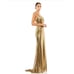 MAC DUGGAL Dress Size 12 Evening Gown Gold Metallic Faux Wrap Shimmer NEW