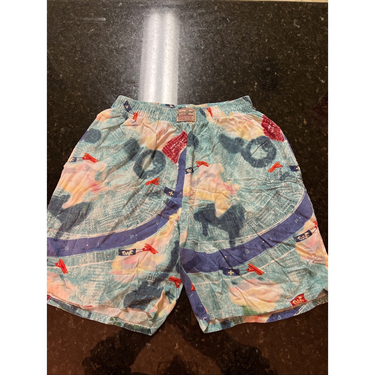 Vintage Bayou Wear New Orleans Jazz Fest Airplane Shorts Sz Sm Mens Wearable Art