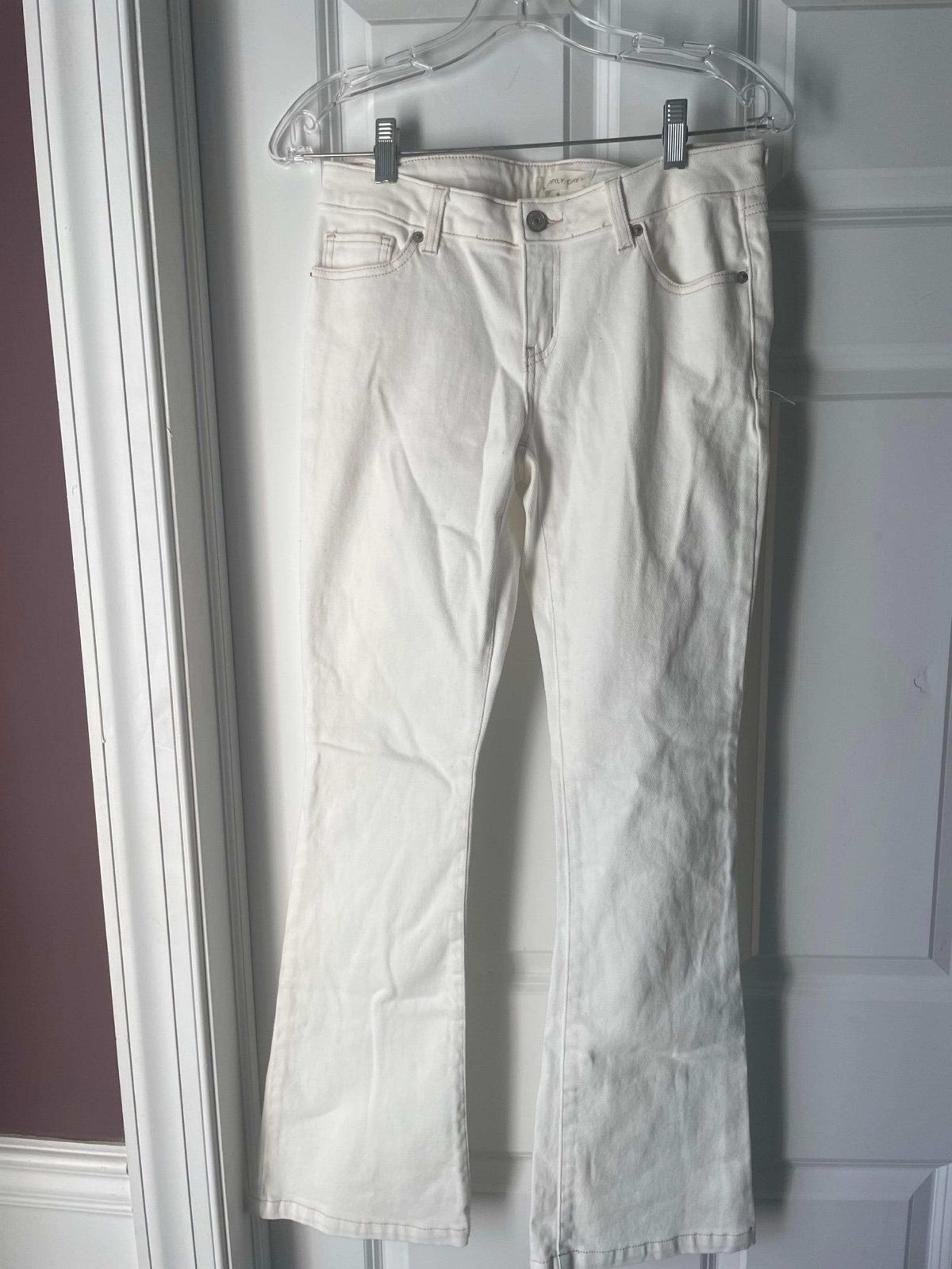American Eagle Women’s Cream Baggy Wide Leg High Waist Stretch Cream Pants NWT
