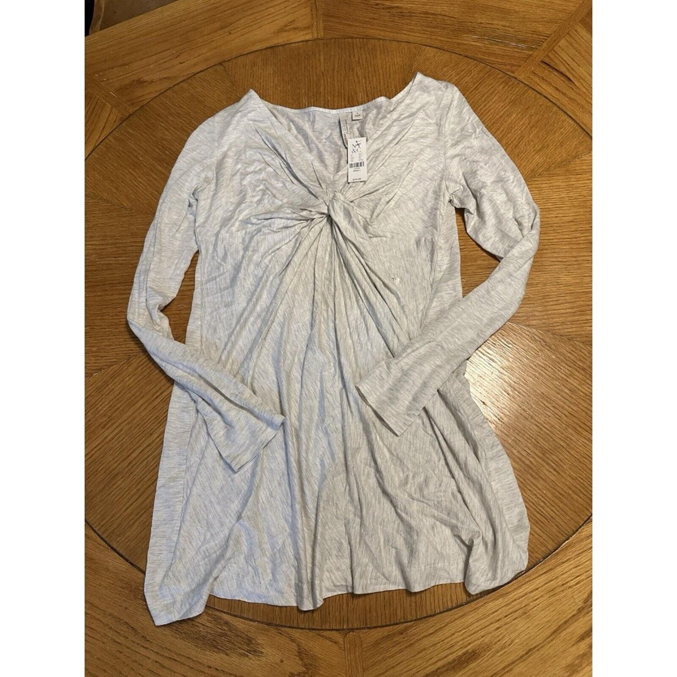 NWT NY & Co Street Wear T Shirt Dress Stretch Twist Knot Front Gray Heather Sz S