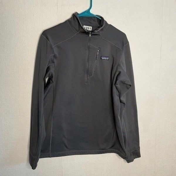 Patagonia Polartec Mens Fleece Forge Grey Cross trek Mock Neck 1/4 Zip Sweater M