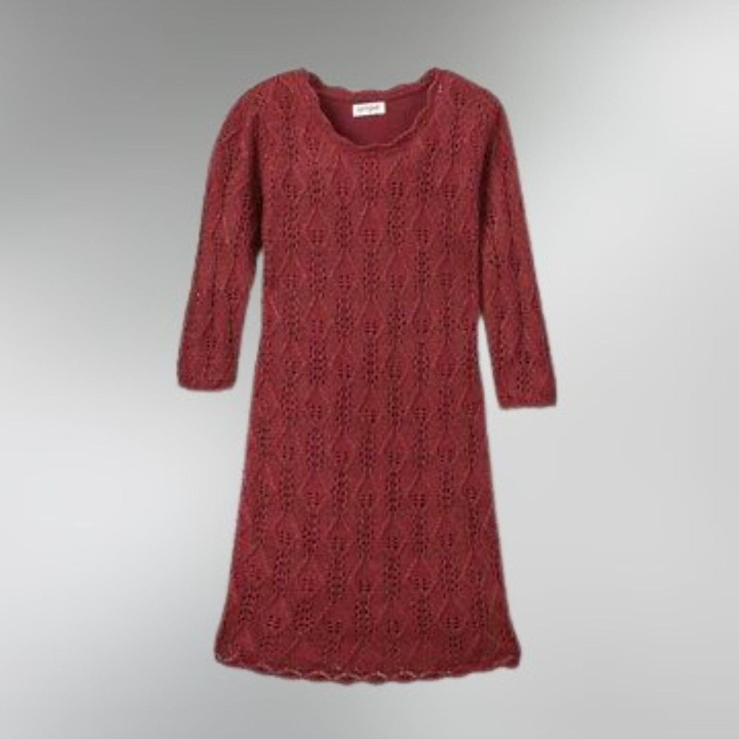 Cat & Jack Girls Lined 3/4 Sleeve Crochet Acrylic Knit Midi Sweater Dress S 6/6X