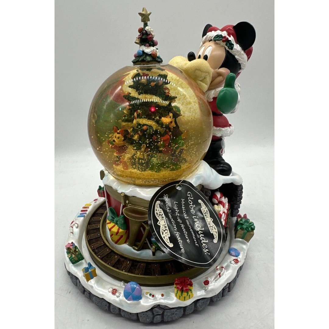 Disneyland Deck the halls snow globe With Running Train Rare retired W/Box
