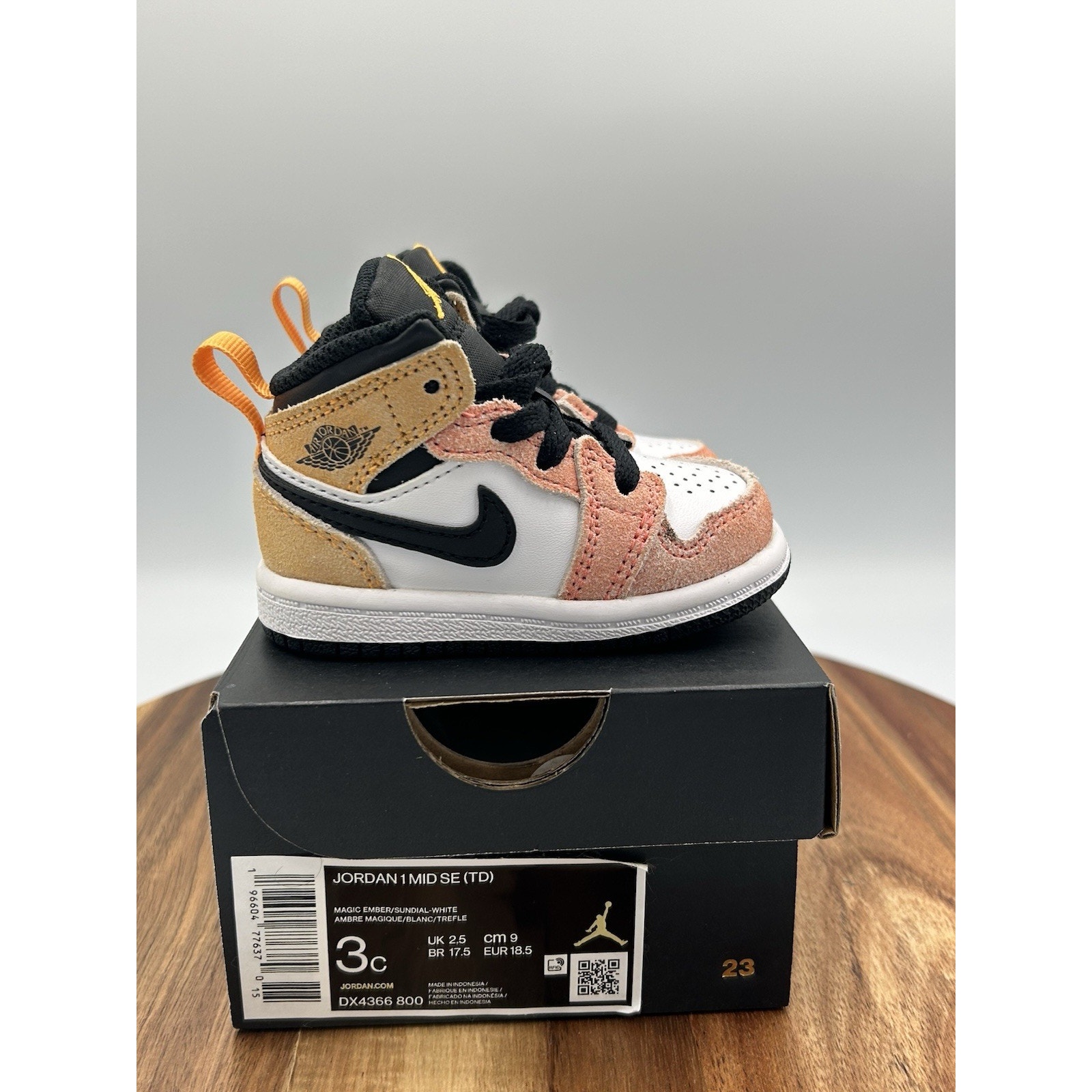 Nike Jordan 1 Mid SE TD Shoes Toddler 3C Magic Ember Sundial Sneakers DX4366-800