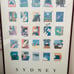 Vintage poster of 25 scenes of The Sydney Opera House by Ken Done -framed