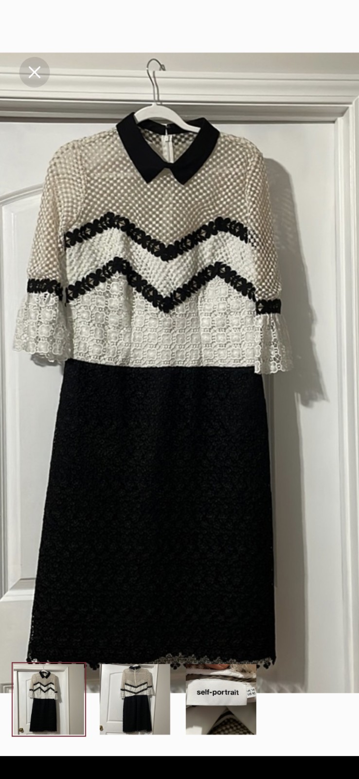 Self portrait black and white lacy dress