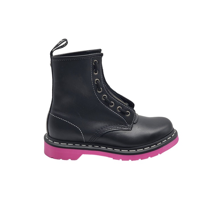 Dr. Martens 1460 Jungle Black Leather Boots Pink Sole Womens Size 6
