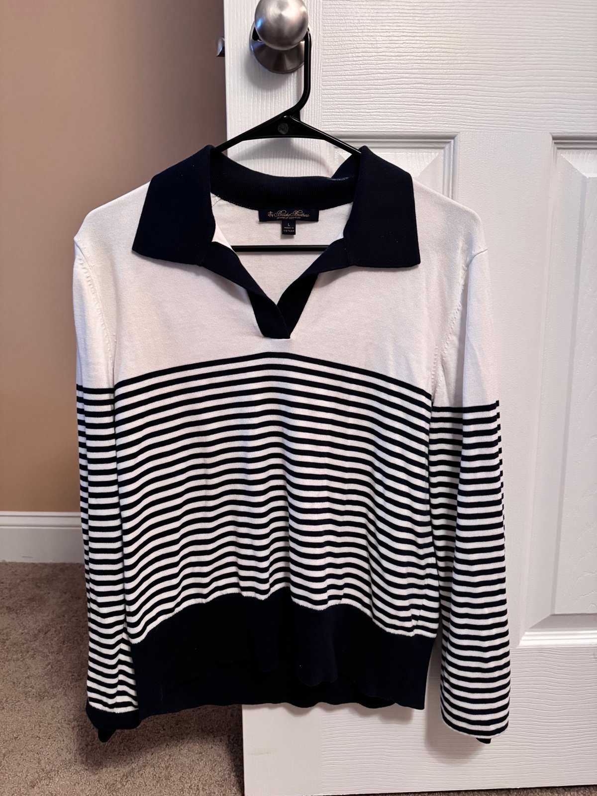 BrooksBrothers Supima Cotton Mariner Stripe Polo Sweater