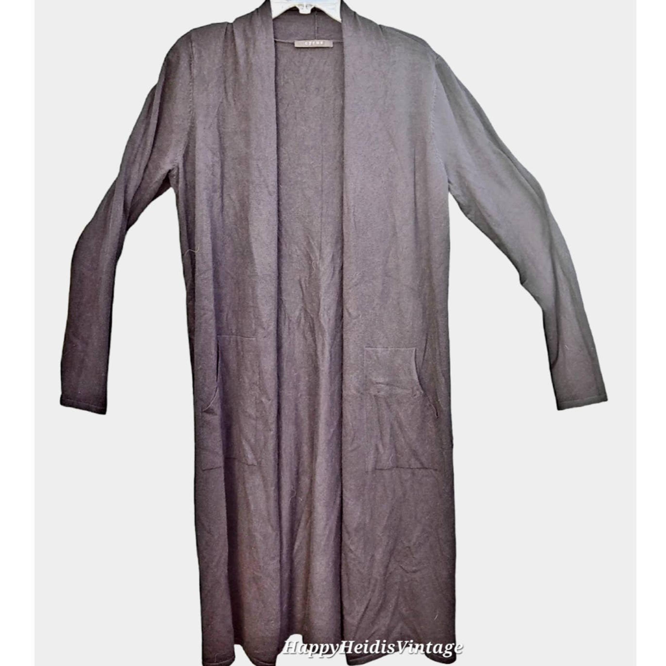 Cyrus Black Open Shawl Collar with Pockets Long Sleeve Cardigan Sweater
