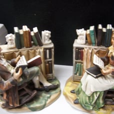 Norleans Elderly Couple Reading Book Ends