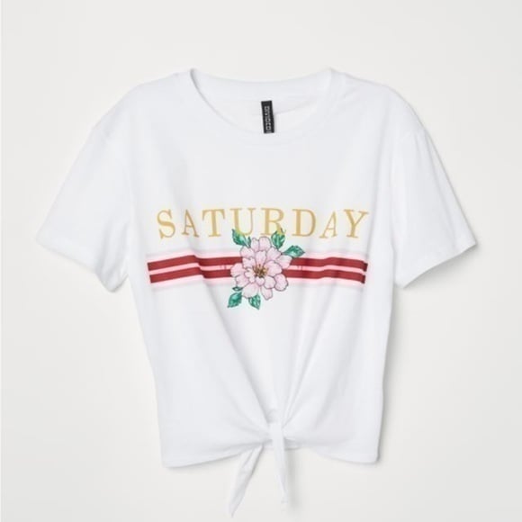 H&M tie front crop top tee