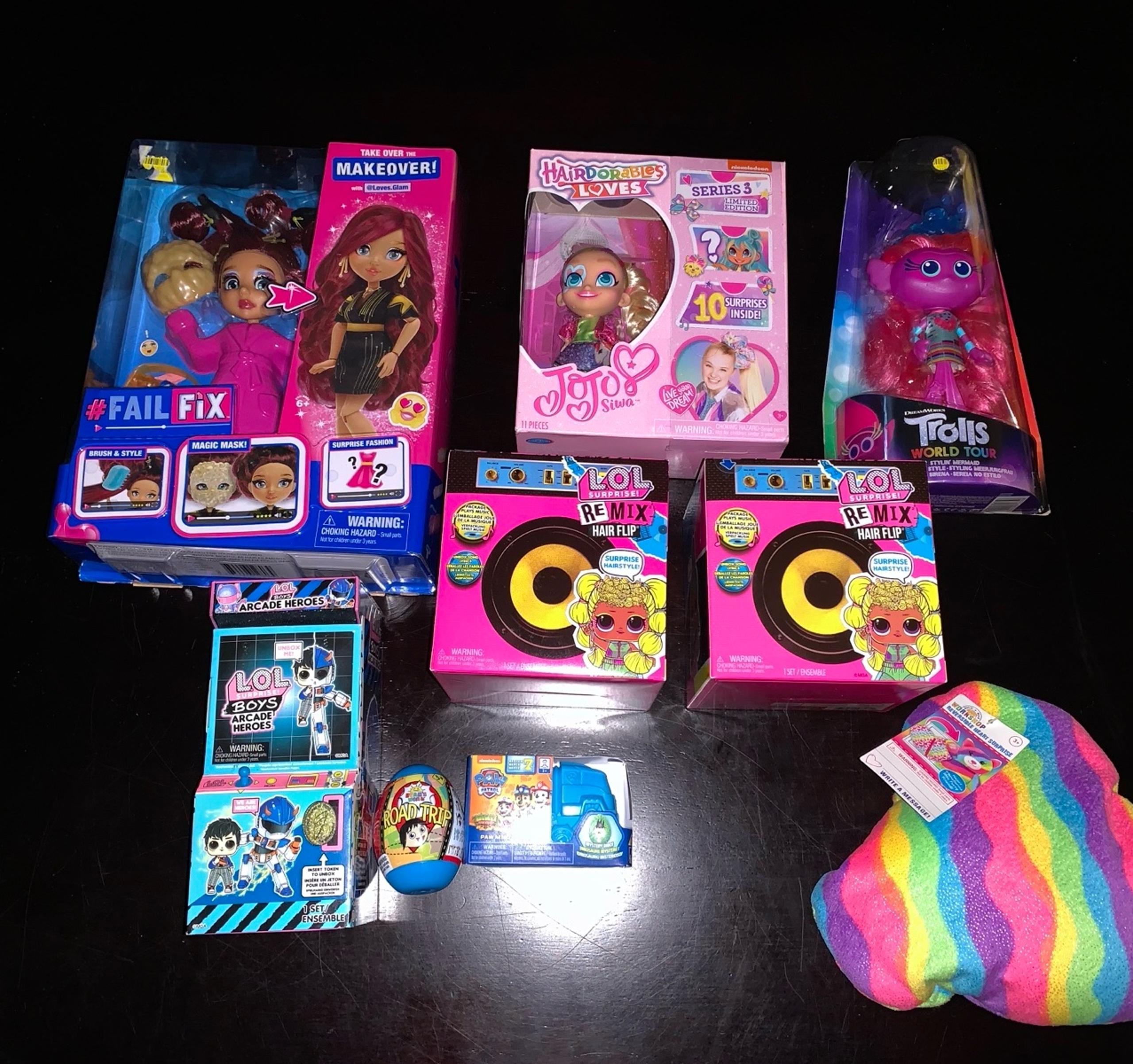 Toy bundle, lol dolls, paw patrol, Ryan’s world, jojo siwa, build a bear, trolls