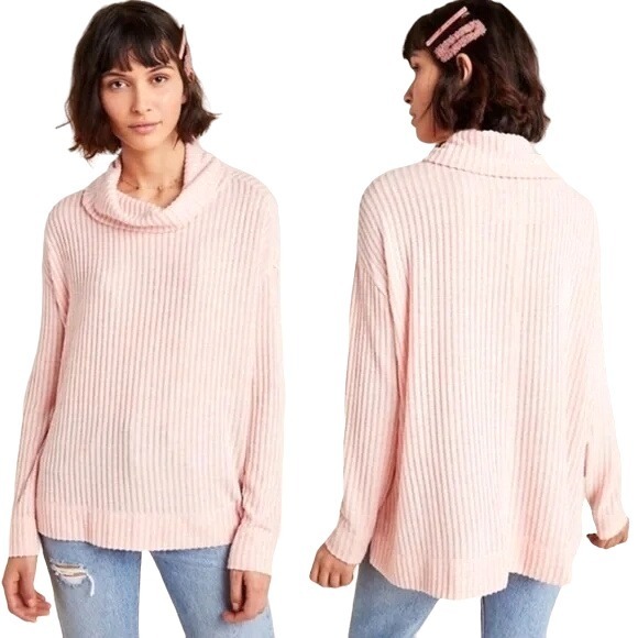 Maeve Anthropologie Baby Pink Vanna Cowl Neck Pullover Sweater Size XS