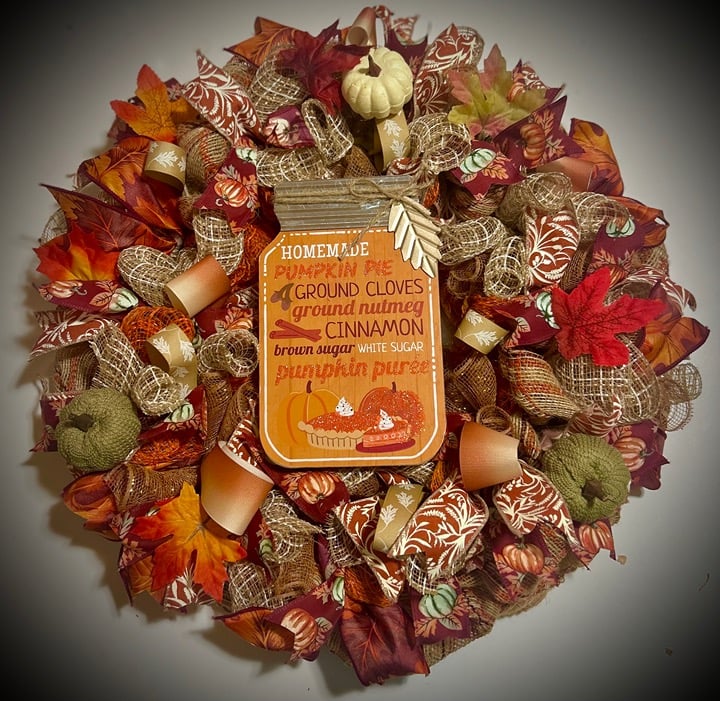 Handmade thanksgiving wreath pumpkins autumn fall decorations