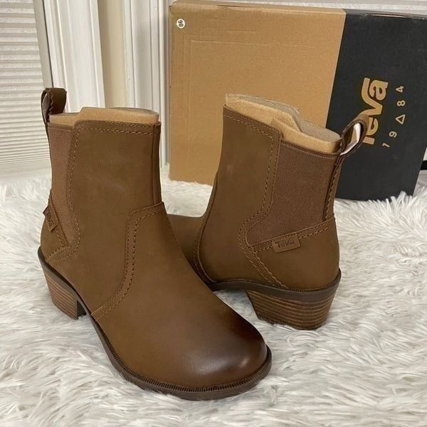 TEVA WOMENS ANAYA CHELSEA Waterproof brown leather ankle boots size 5 NEW !!!