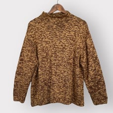 Liz Claiborne Elisabeth Pullover Sweater Women 3XP Brown Knit Mock Neck Thick