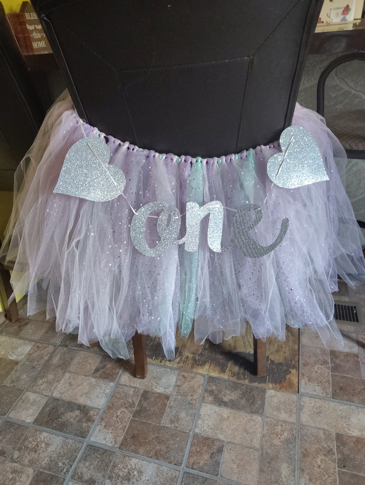 1st bday highchair tutu w/banner