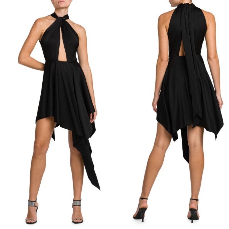 Stella McCartney asymmetric halterneck dress US 12 IT 48 black