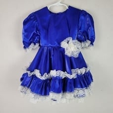 Handmade Royal Blue Tafetta And Lace Pageant Holiday Dress