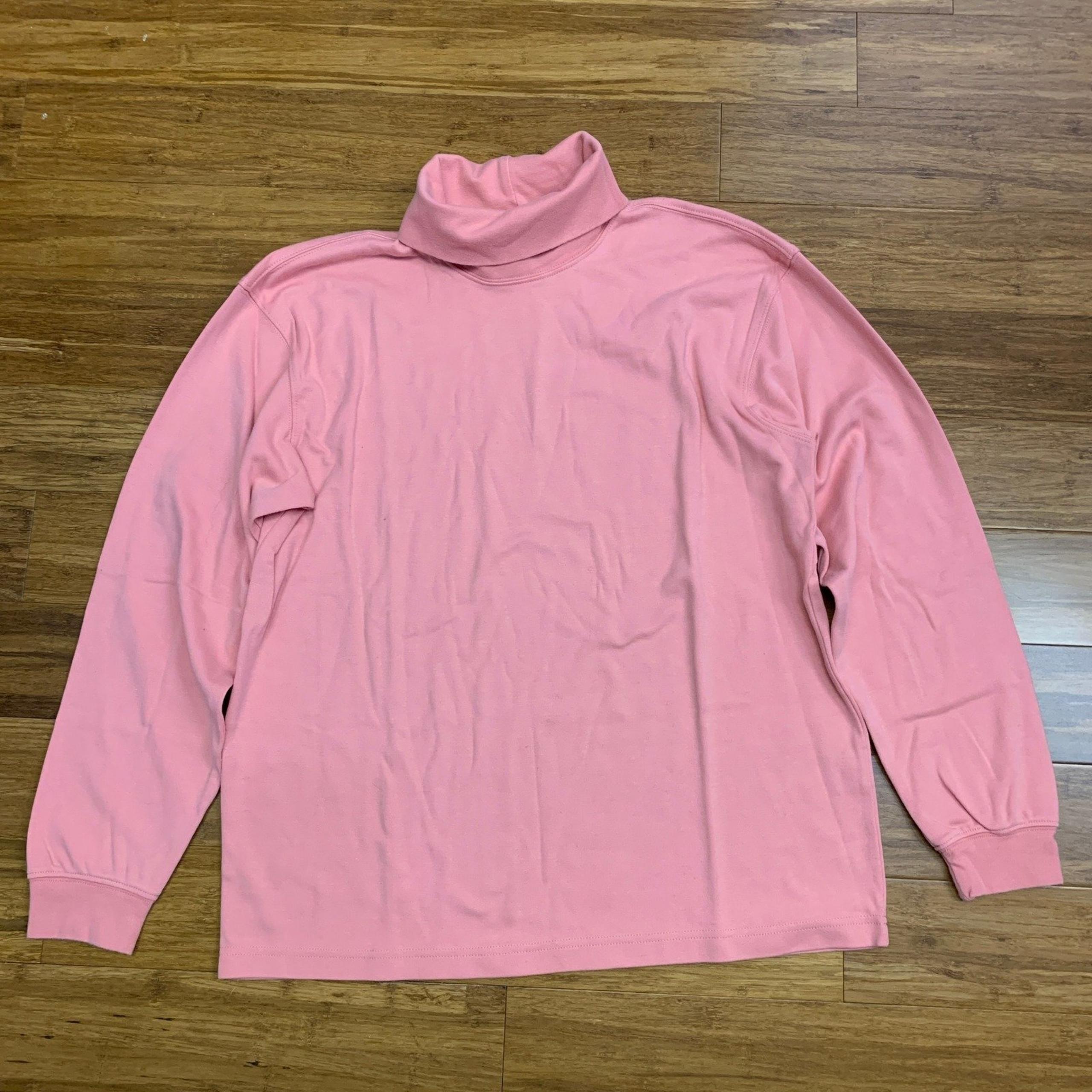 Vintage Talbots Pink Turtleneck Long Sleeve Cotton Top Womens Size Medium Comfy