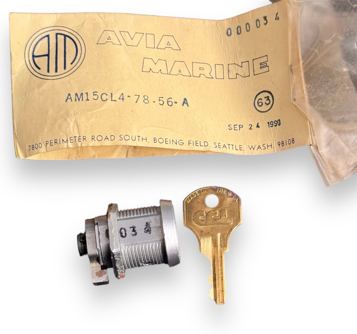 RAR AVIA MARINE CYLINDER-CAM LOCK AM15CL4-78-56- A #000034 SEP 24 1990