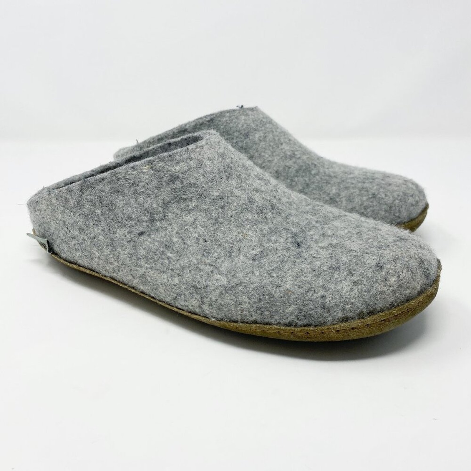Glerups Gray Wool Slip-On Slippers with Leather Sole Women's Size EU 42 VGUC