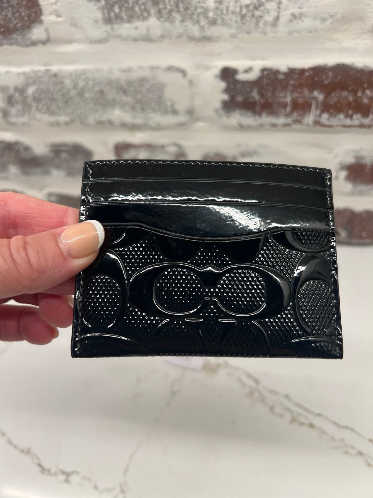 Coach slim ID Card Case signature patent Black CV422