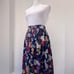 Vintage ‘90s Norton McNaughton Navy Blue Floral Print Pleated Midi Skirt