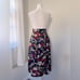 Vintage ‘90s Norton McNaughton Navy Blue Floral Print Pleated Midi Skirt