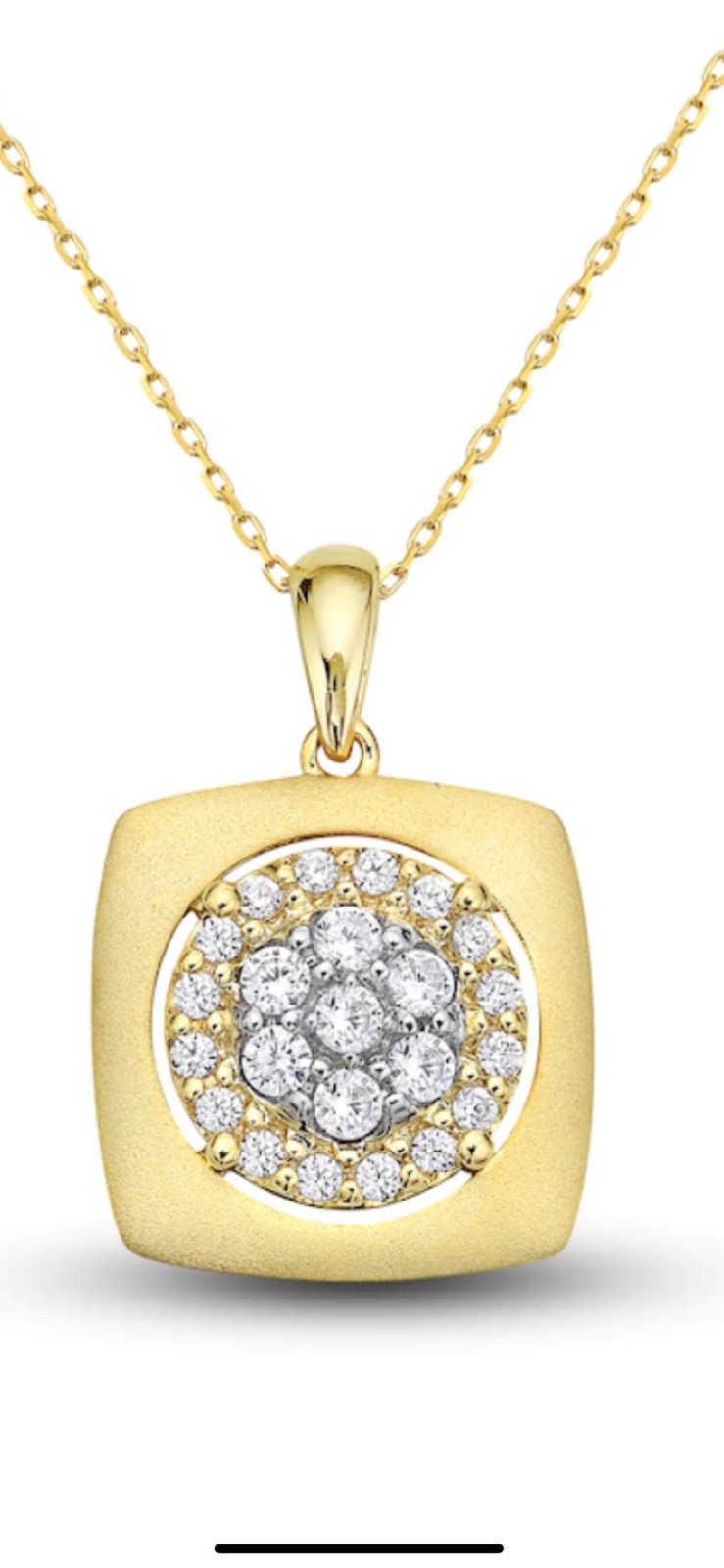 Kay Jewelers 10k yellow gold diamond square necklace