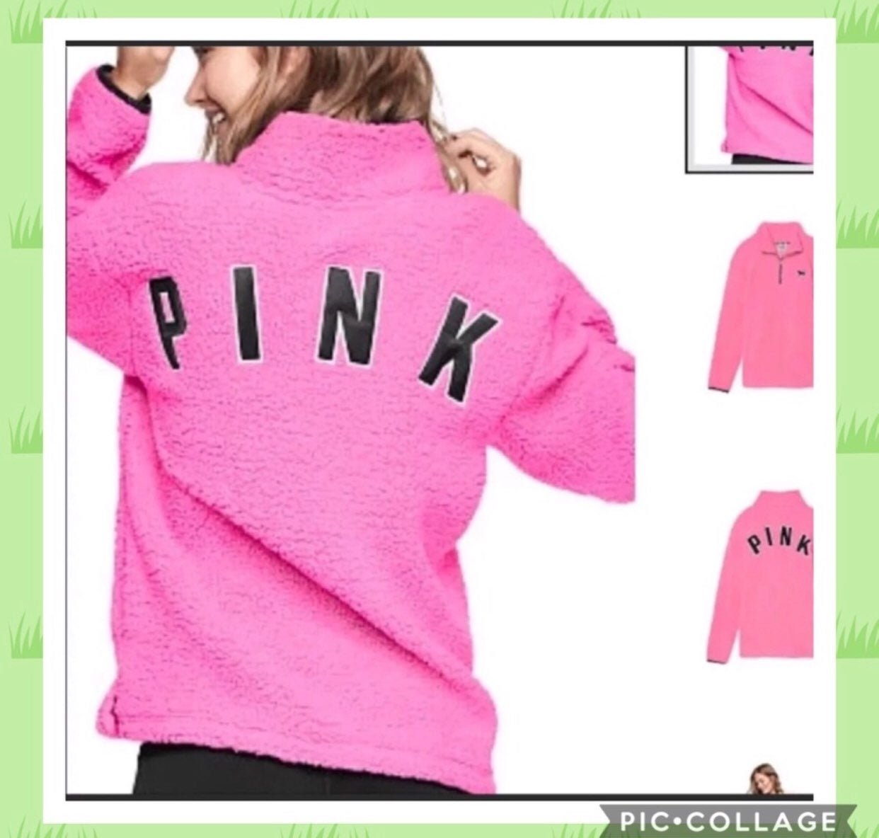 Vs Pink Quarter Zip sherpa Pullover XS S